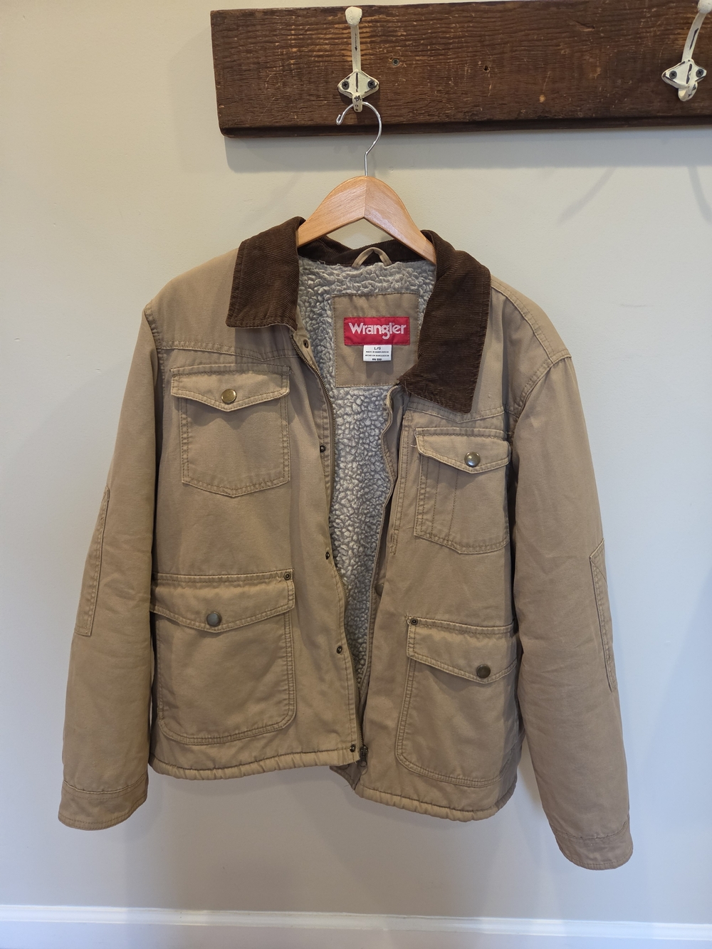 Wrangler Men's Tan Sherpa-Lined Work Jacket